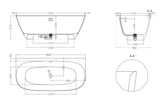 Ванна из искусственного камня Salini Sofia Wall S-Stone 102523M 180x85см белый матовый